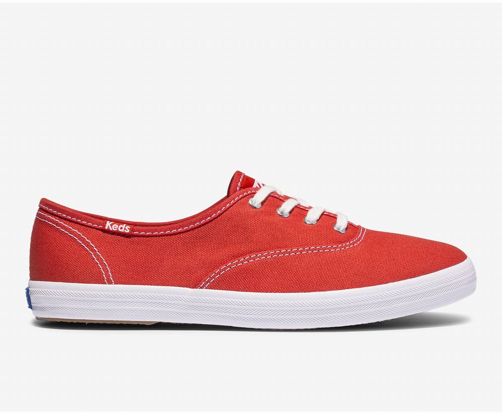 Women's Keds Washable Champion Feat Organic Cotton Sneakers Red 0845293UH - South Africa